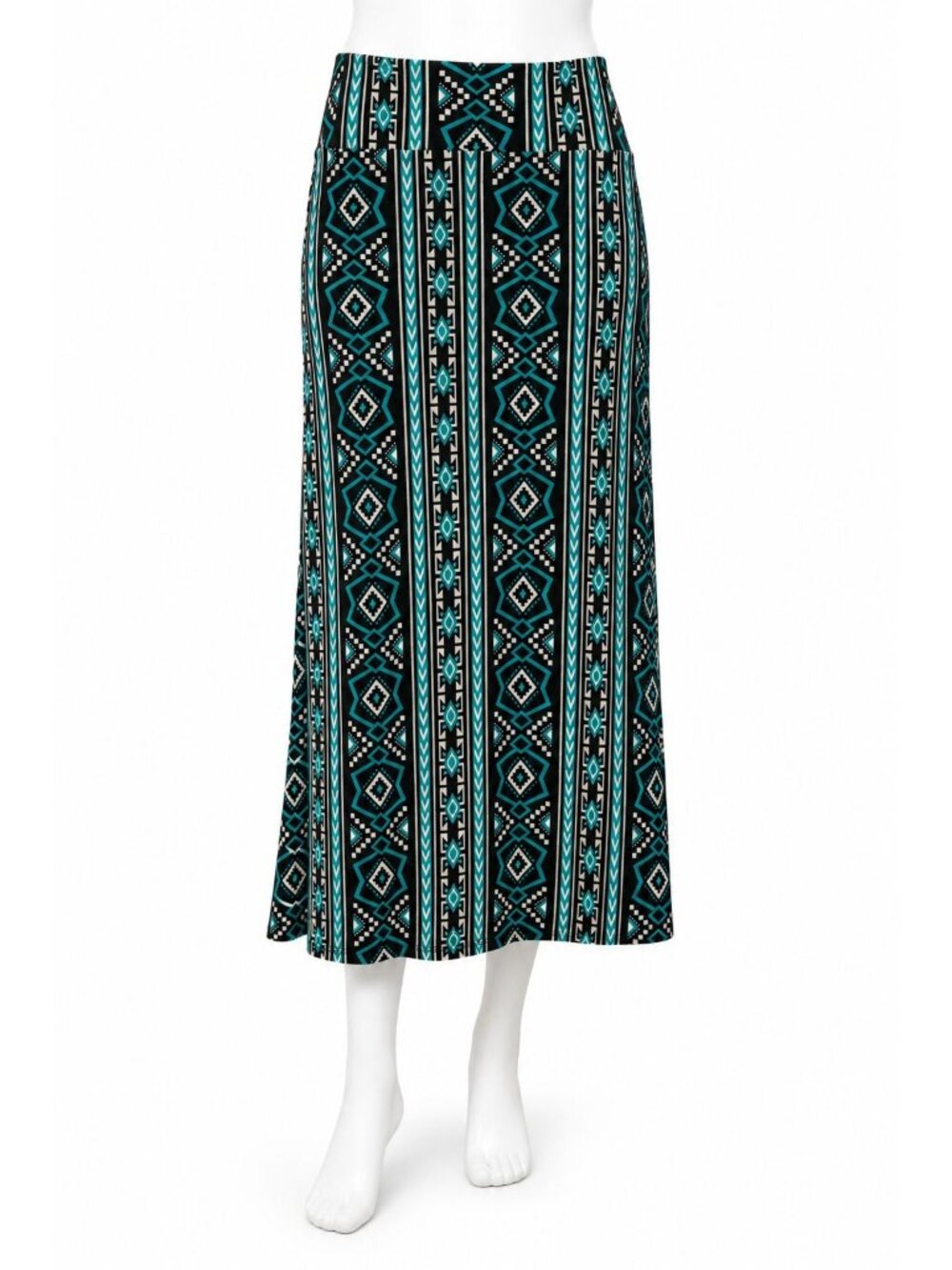 Eye Candy Bohemian Maxi Skirt Womens Size Medium Aztec Turquoise Black Comfy